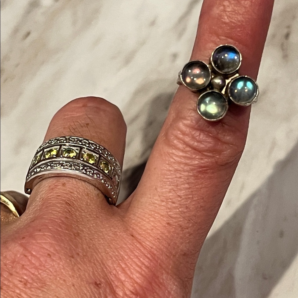 Artisan Labradorite Clover Ring, Solid Sterling S… - image 6